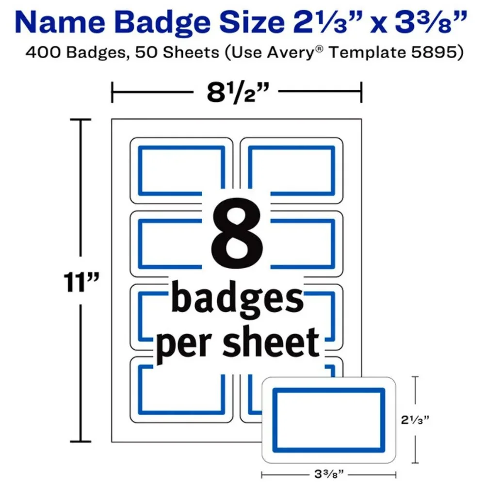 New & Unused Avery Flexible Adhesive Name Badges, 2-1/3